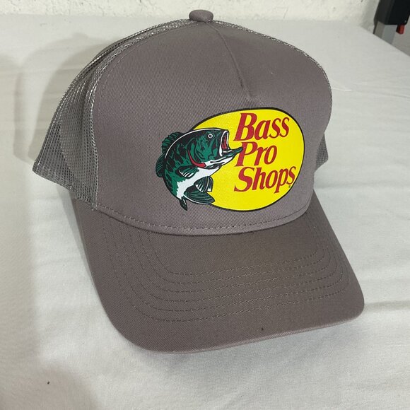 Bass Pro Shops Mesh Trucker Cap Gray Snapback Hat - Picture 1 of 5